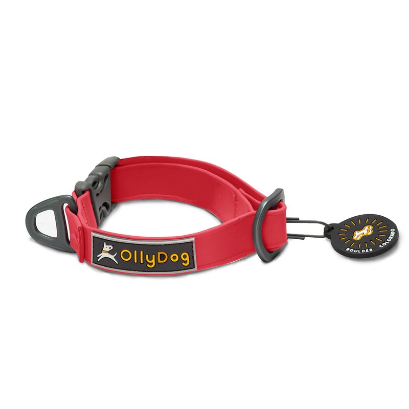 OllyDog Tilden Collar, Waterproof Dog Collar with Quick Release Buckle, Coated Stink-Proof Webbing, Lightweight Collar for Large, Medium and Small Dogs (Small, Red) - Image 1